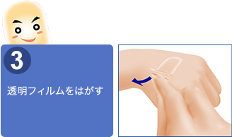 透明フィルムをはがす