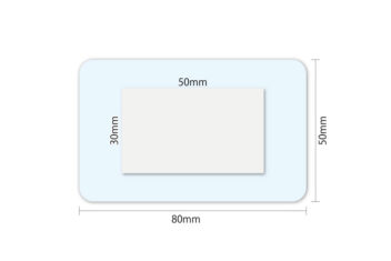 水やバイ菌から傷口を守る　防水パッド　Mサイズ　寸法図