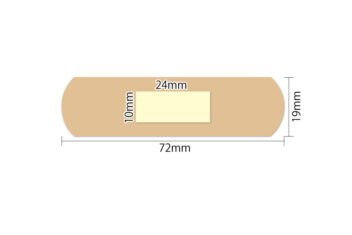 デルガード救急バン　防水　薬付き　Mサイズ　寸法図