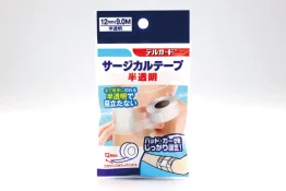 手で簡単に切れる　デルガード　サージカルテープ　半透明　12mm×9m