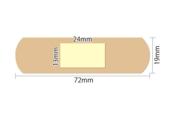 デルガード救急バン　伸縮　薬付き　Mサイズ　寸法図