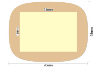 デルガード救急バン　半透明　薬付き　ジャンボサイズ　寸法図