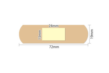 デルガード救急バン　半透明　薬付き　Mサイズ　寸法図